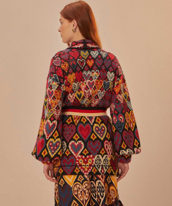 FARM Rio Hearts Ikat Knitted Blazer