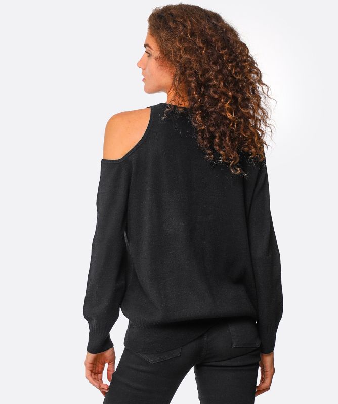 Van Kukil Pearl Off the Shoulder Cashmere Sweater