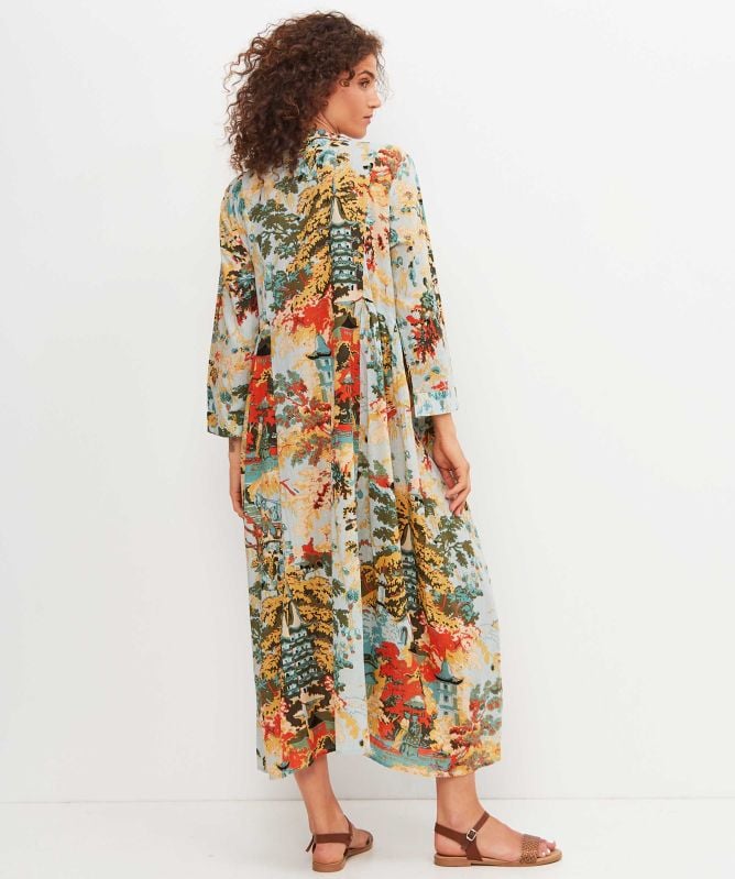 One Hundred Stars China Tree Aqua Pinch Pleat Dress