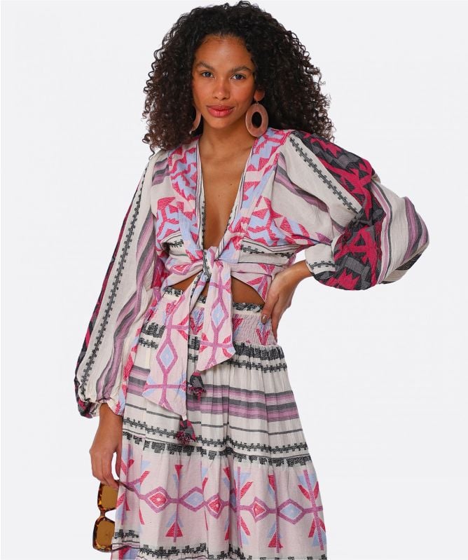 Pearl and Caviar Zakar Cropped Blouse