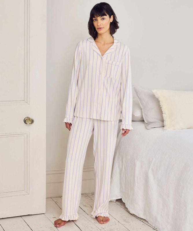 Chelsea Peers Cotton Stripe Long Pajamas