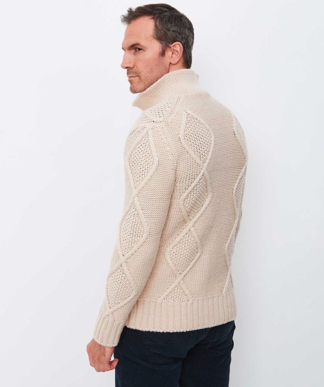 Wool and Co Cable Knit Zip Cardigan
