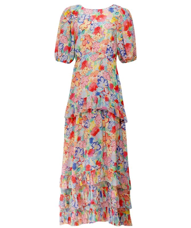 RIXO Shireen Silk Floral Midi Dress