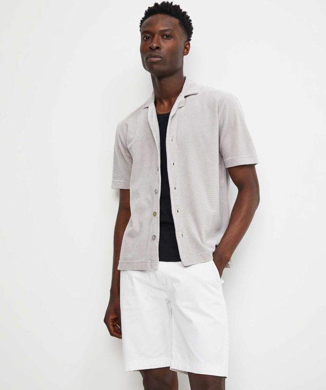 unfeigned Button-Down Velour Polo Shirt