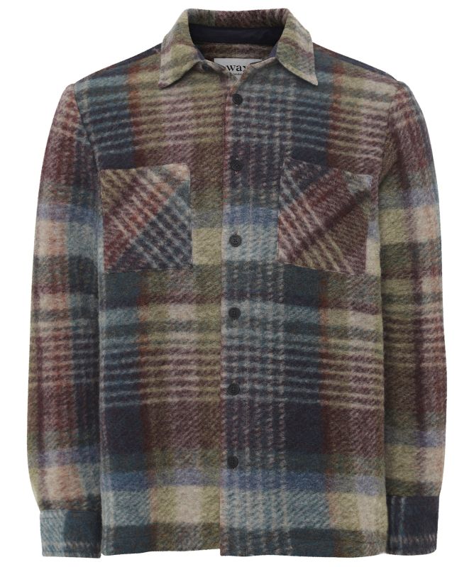 Wax London Wool Check Whiting Overshirt
