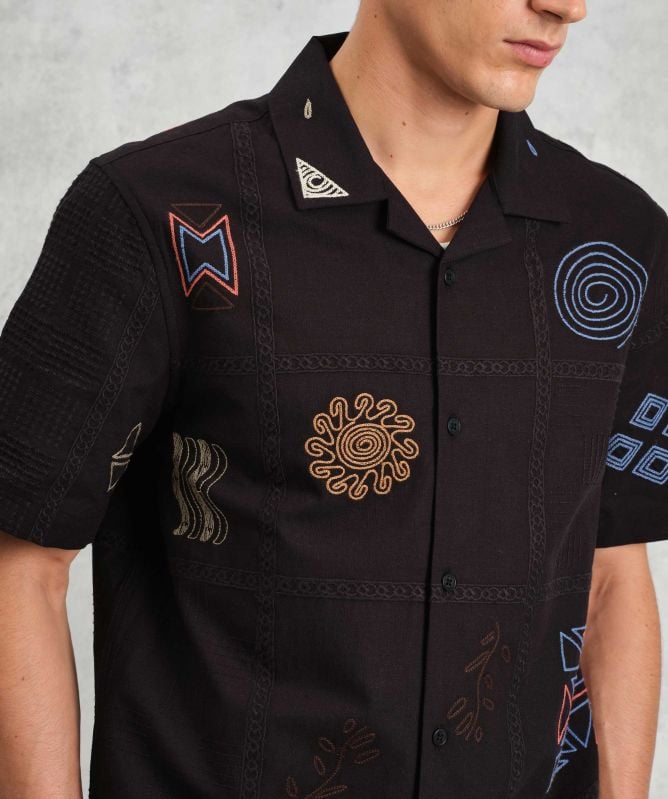 Wax London Doodle Embroidered Didcot Shirt