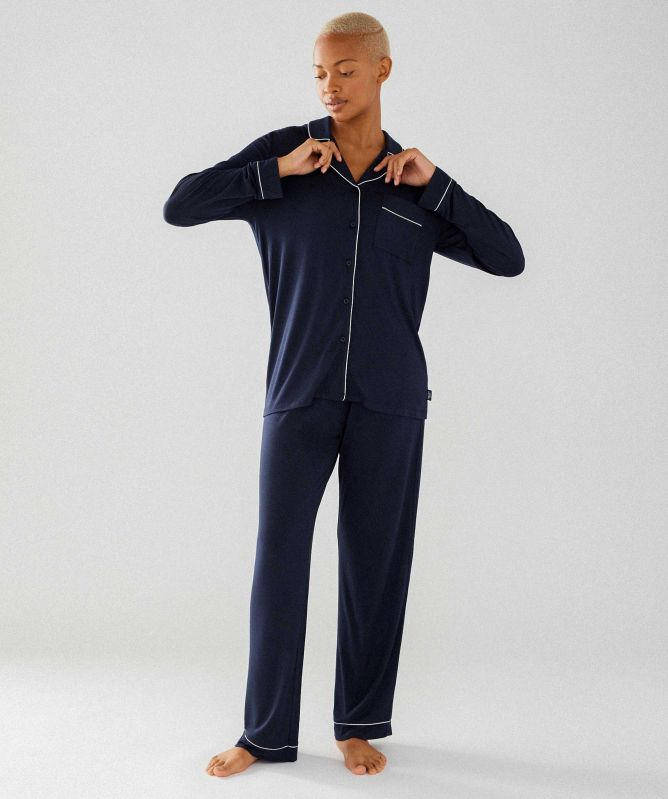 Chelsea Peers Modal Button Up Long Pajamas