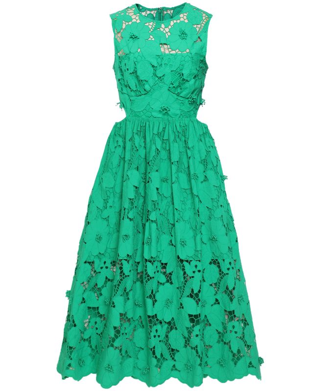 Self-Portrait 3D Cotton Lace Midi Dress