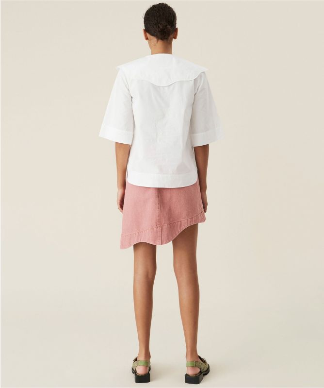 GANNI Cotton Poplin Collared Blouse