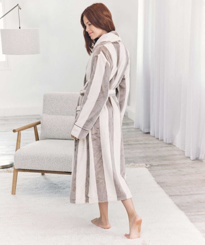 Chelsea Peers Fleece Stripe Long Dressing Gown