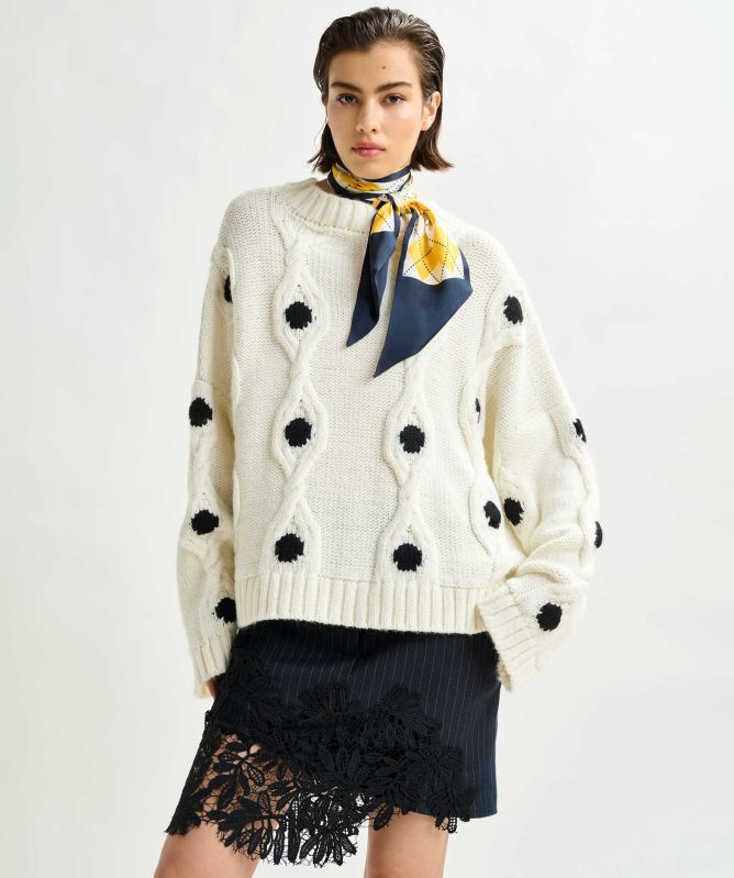 Essentiel Antwerp Ixel Polka Dot Cable-Knit Jumper