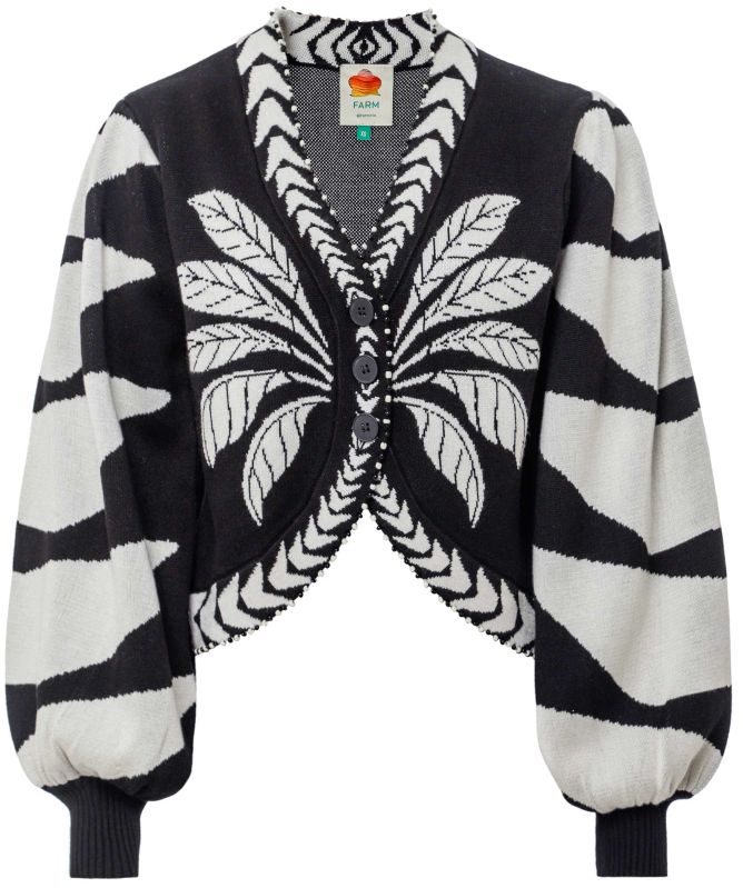 FARM Rio Palms Graphic Knit Cardigan