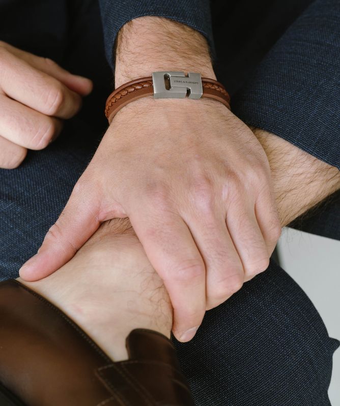 Steel and Barnett Casual Cole Leather Bracelet