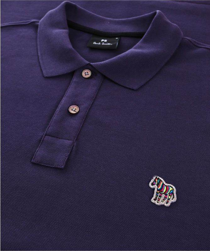 Paul Smith Organic Cotton Long Sleeve Zebra Polo Shirt