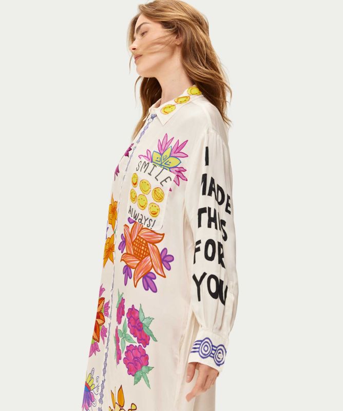 Me369 Vivi Printed Shirt Midi Dress
