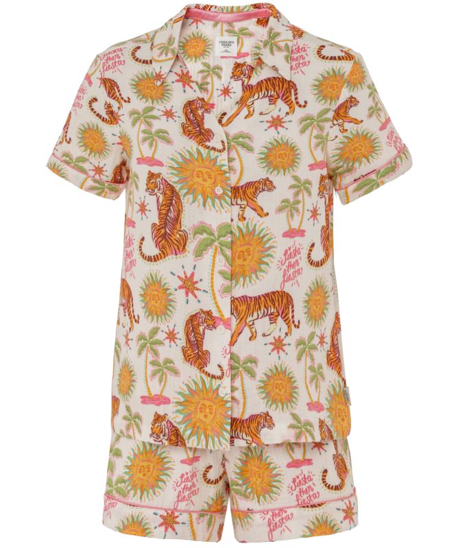 Chelsea Peers Siesta Tiger Print Short Pajama Set