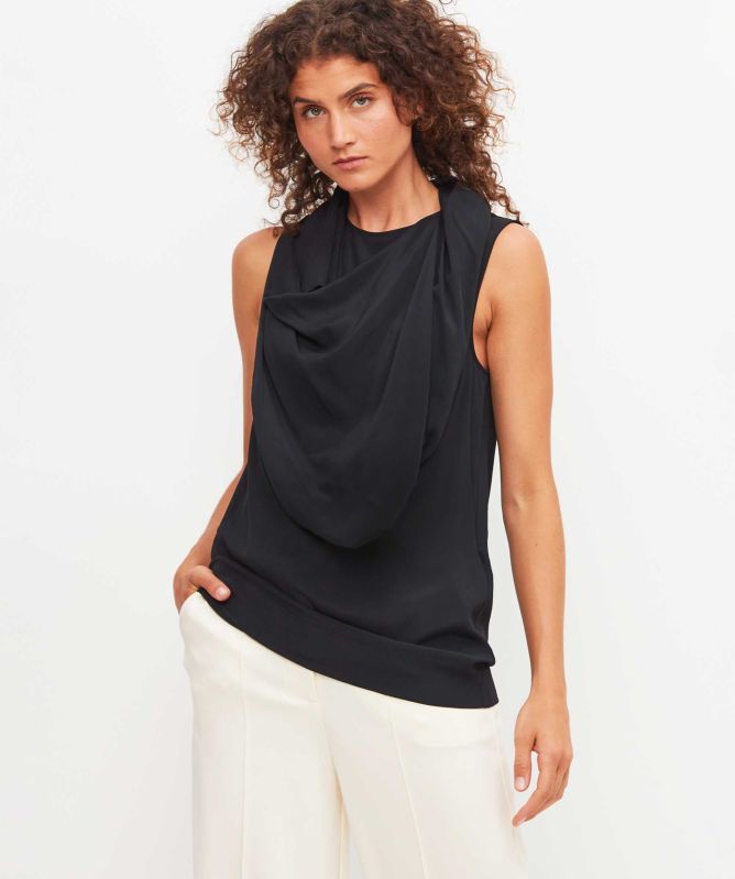 MEIMEIJ Black Sleeveless Draped Top