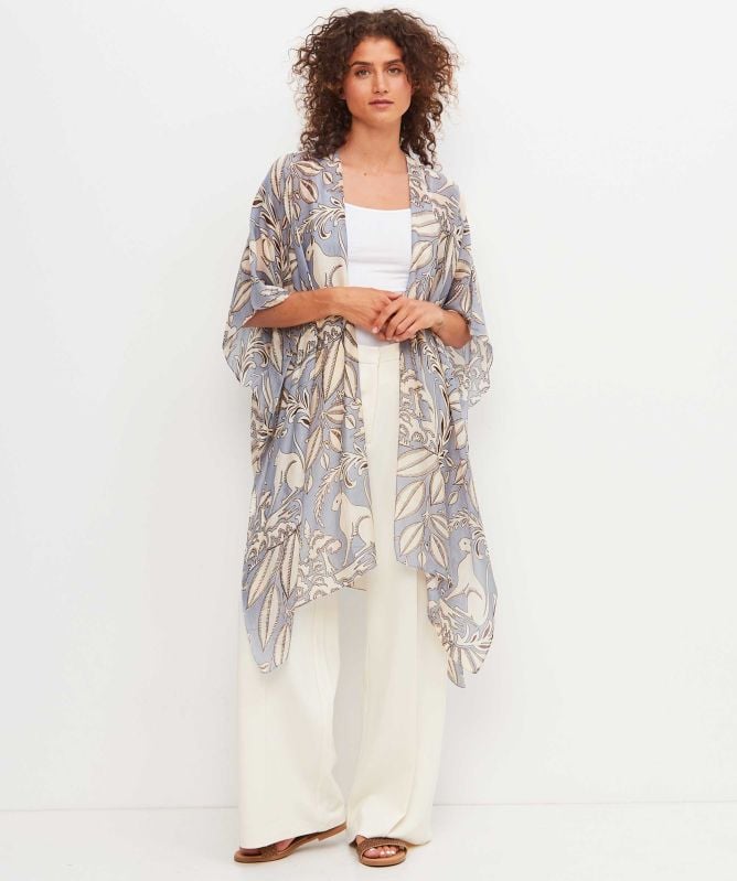 One Hundred Stars Sphinx Grey Throwover Kimono
