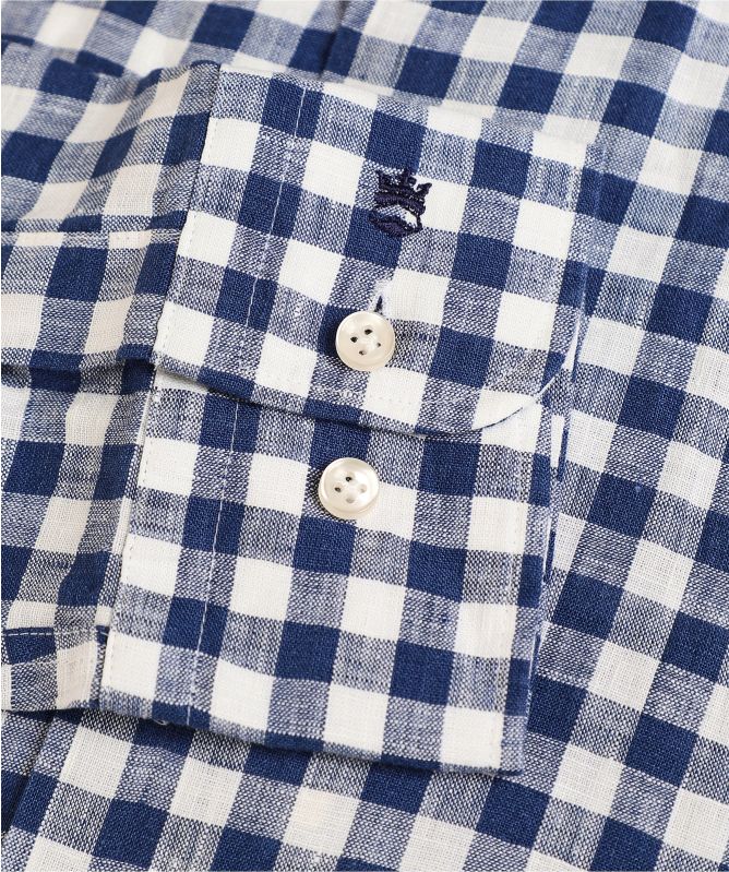 Thomas Maine Tailored Fit Linen Gingham Roma Shirt