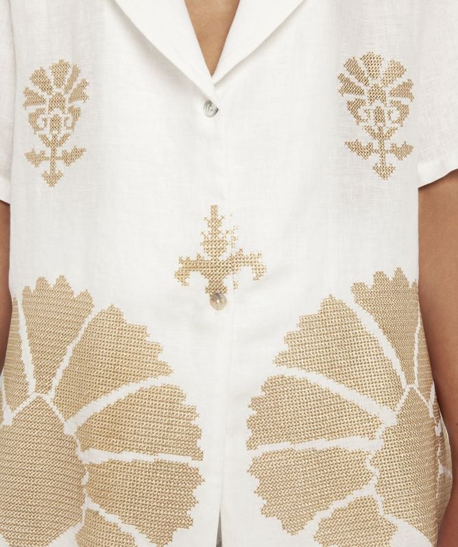 Greek Archaic Kori Linen Peacock Jacket