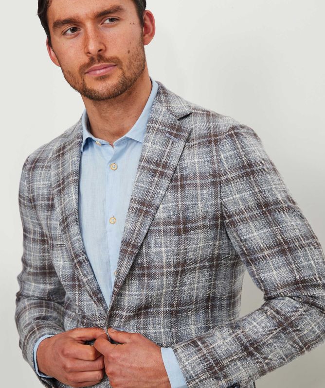 Cavaliere Linen Blend Loud Check Jacket
