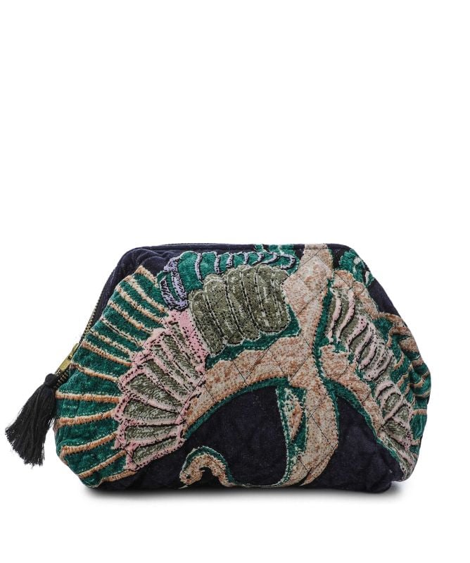One Hundred Stars Crane Emerald Velvet Pouch