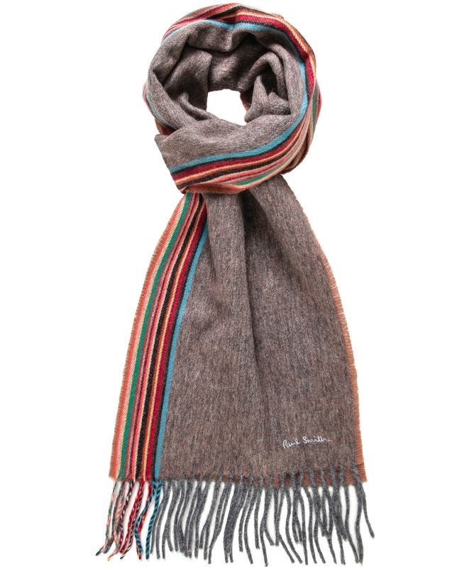 Paul Smith Wool Cashmere Striped Trim Scarf