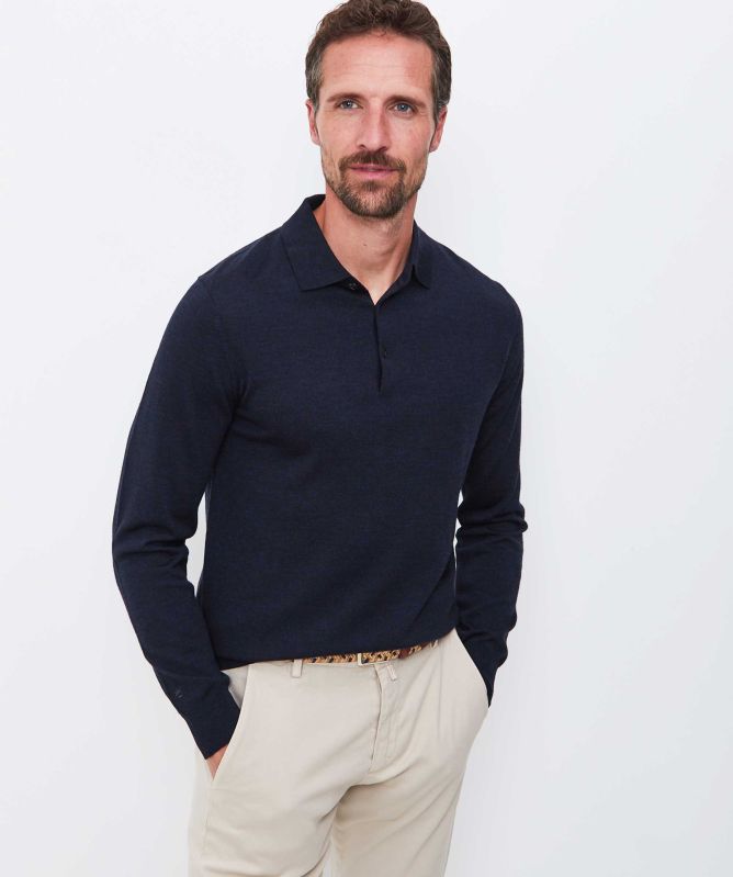 Thomas Maine Merino Long Sleeve Polo Shirt