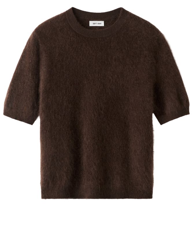 Soft Goat Brushed Short Sleeve Cashmere Sweater