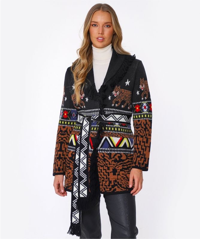 Hayley Menzies Jacquard Merino Wool Cardigan