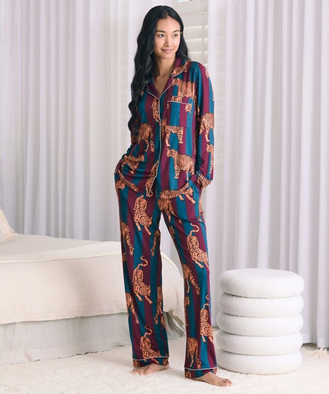 Chelsea Peers Tiger Stripe Print Long Pyjamas
