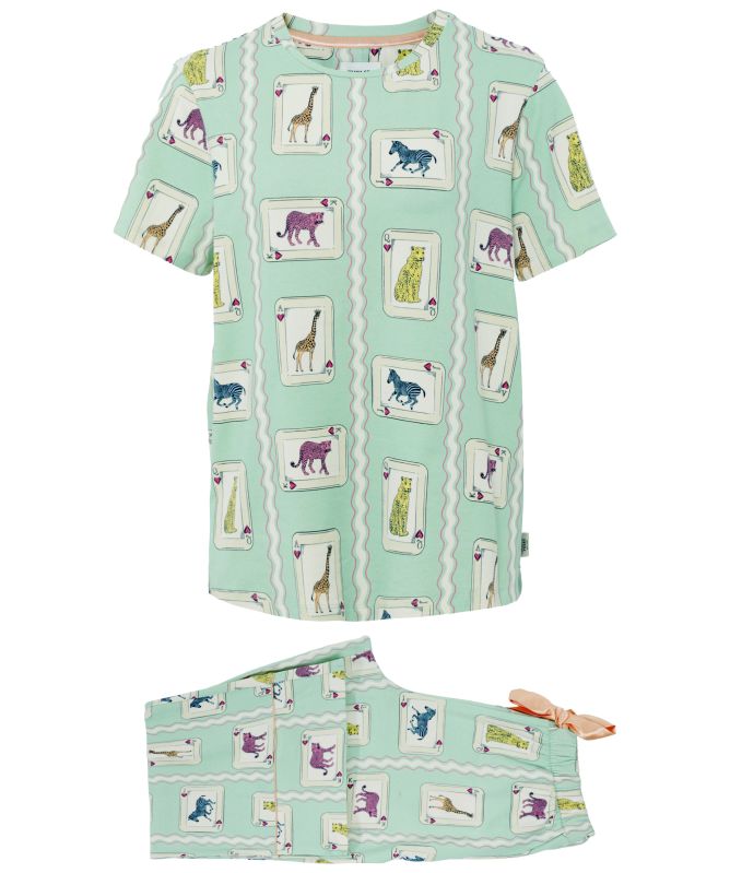 Chelsea Peers Playing Card Animals Print Long Pajamas