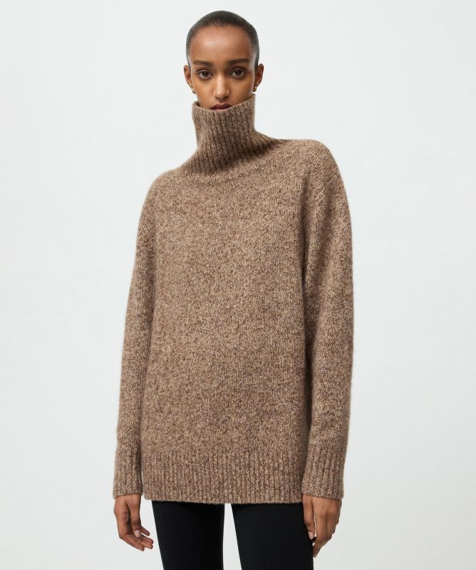 Soft Goat Marled Relaxed Fit Turtleneck Sweater