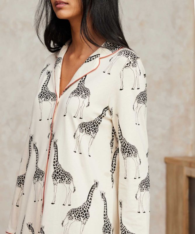 Chelsea Peers Organic Cotton Giraffe Print Nightshirt