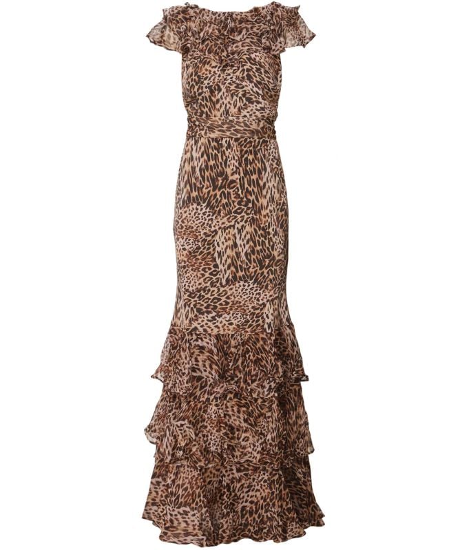 RIXO Silk Leopard Print Rio Maxi Dress