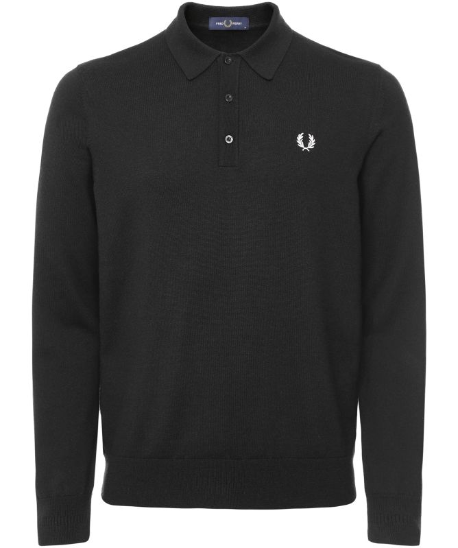 Fred Perry Knitted Long Sleeve Polo Shirt