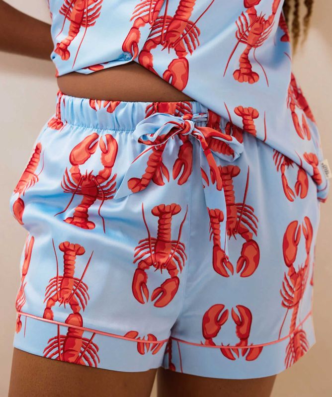 Chelsea Peers Satin Lobster Print Short Pyjama Set