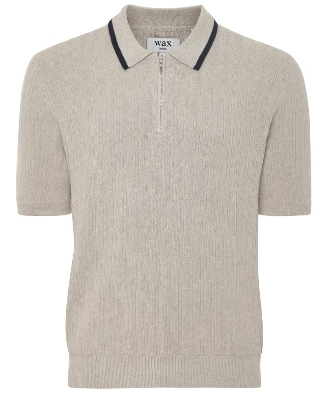 Wax London Cotton Cashmere Bury Zip Polo
