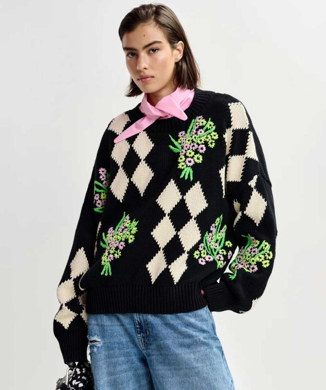 Essentiel Antwerp Jactori Oversized Jacquard Knit Sweater