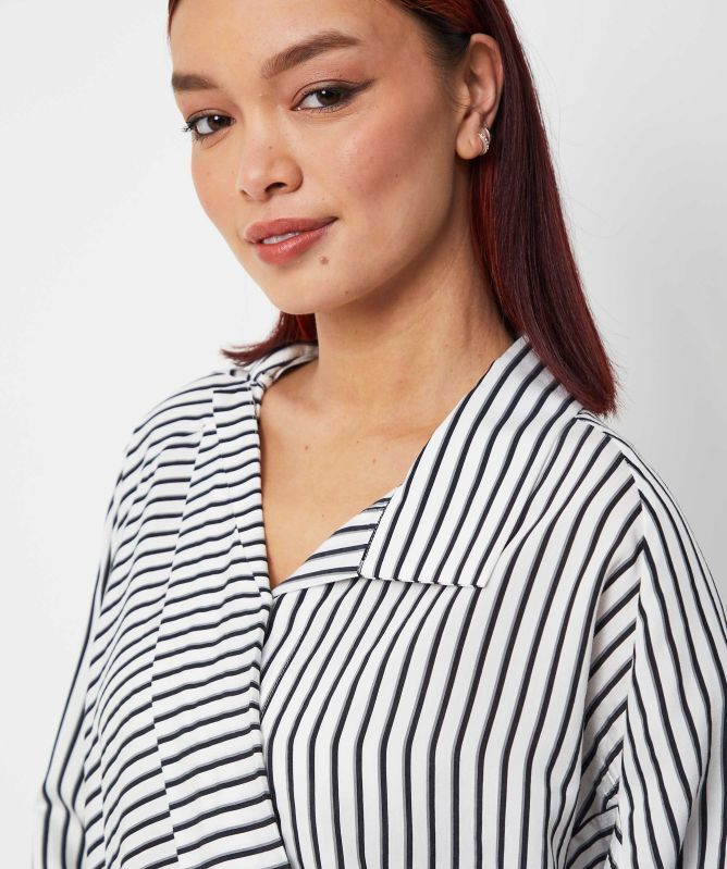 Bize Asymmetric Striped Shirt