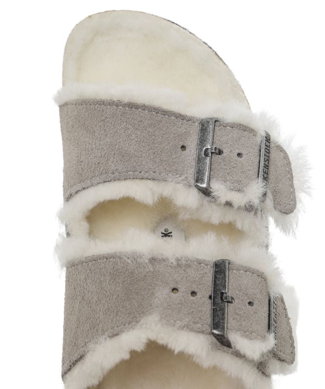 Birkenstock Arizona Shearling Suede Leather Sandals