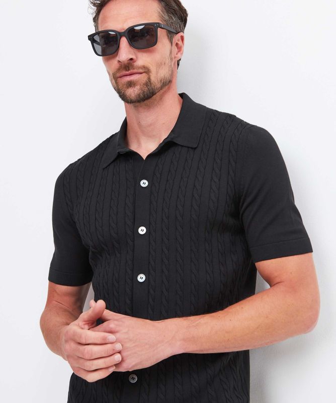 Gran Sasso Cable Rib Knit Shirt