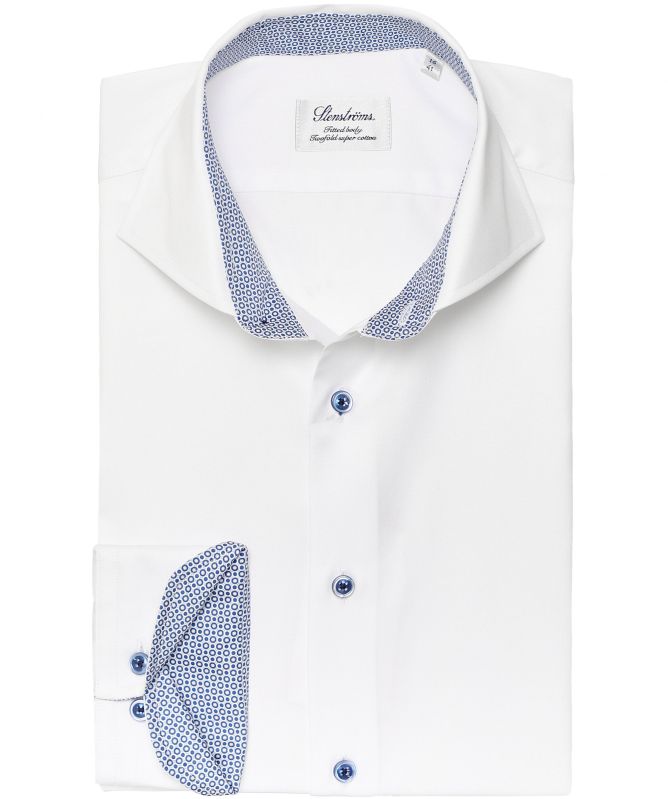 Stenstroms Fitted Body Dot Trim Shirt