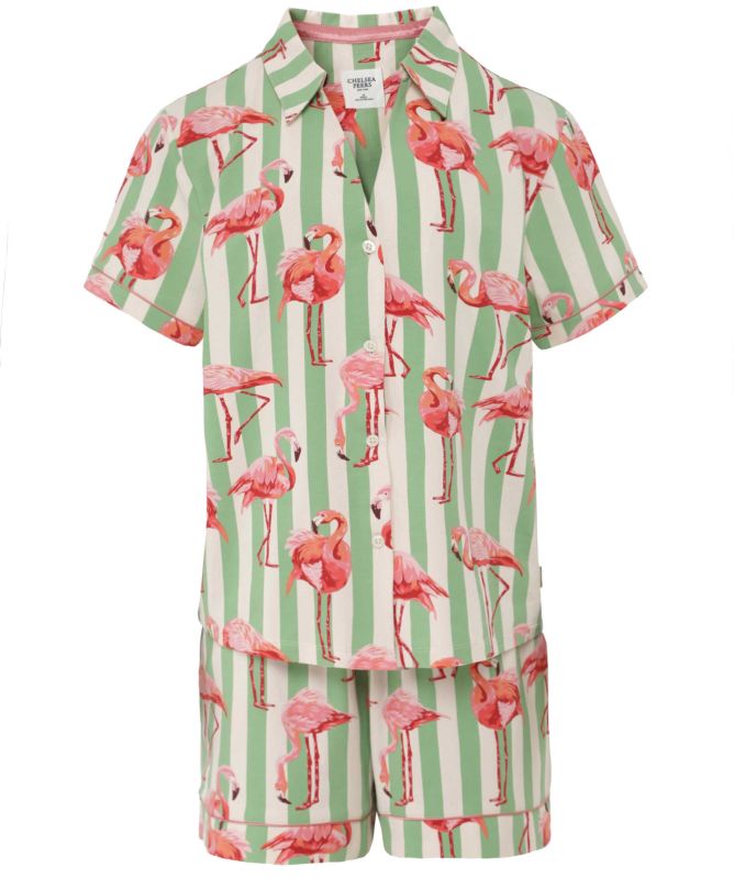 Chelsea Peers Flamingo Stripe Short Pyjamas