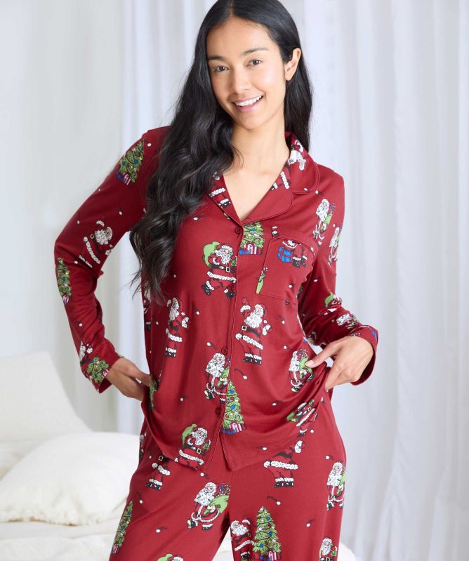 Chelsea Peers Christmas Santa Snowball Print Pyjamas