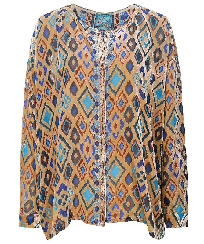 Johnny Was Ikat Button Down Blouse