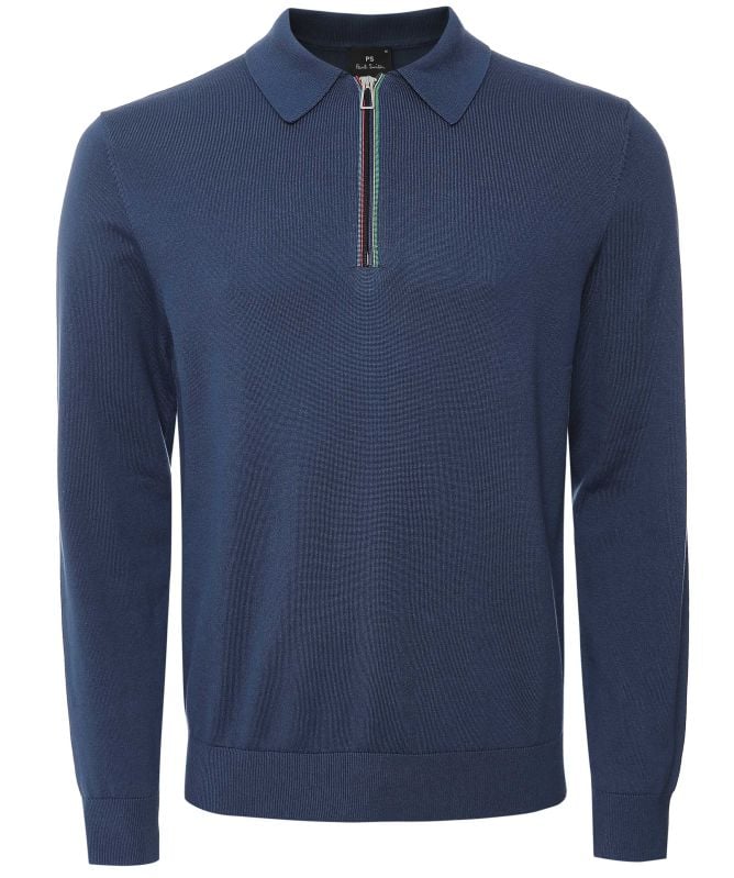 Paul Smith Long Sleeve Sports Stripe Zip Polo