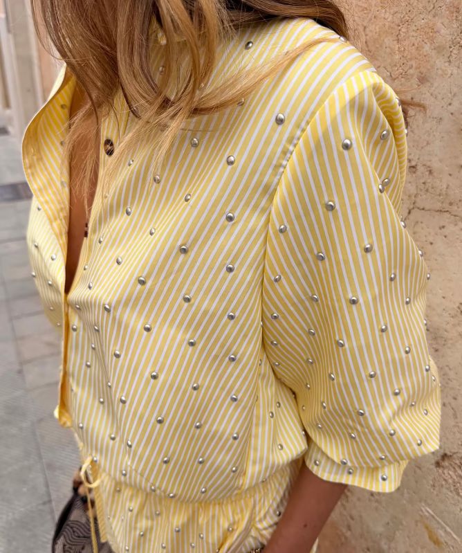 Never Fully Dressed Lemon Pinstripe Shirt