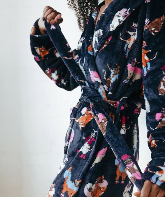 Chelsea Peers Fleece Disco Cats Print Dressing Gown