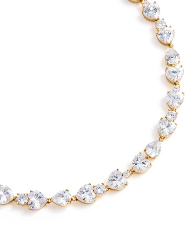 Self Portrait Gold Heart Crystal Necklace